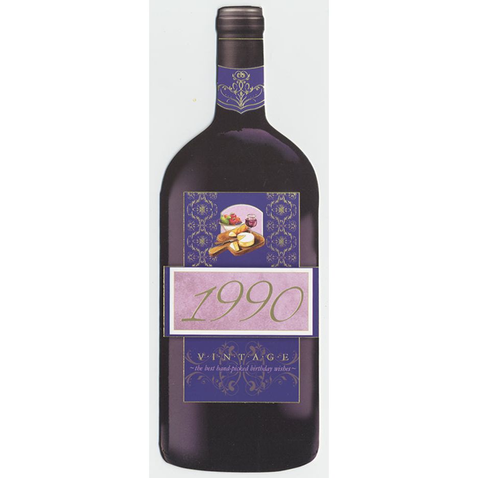 Vintage Year Birthday Wine Bottle Card 1990 - Cardmore